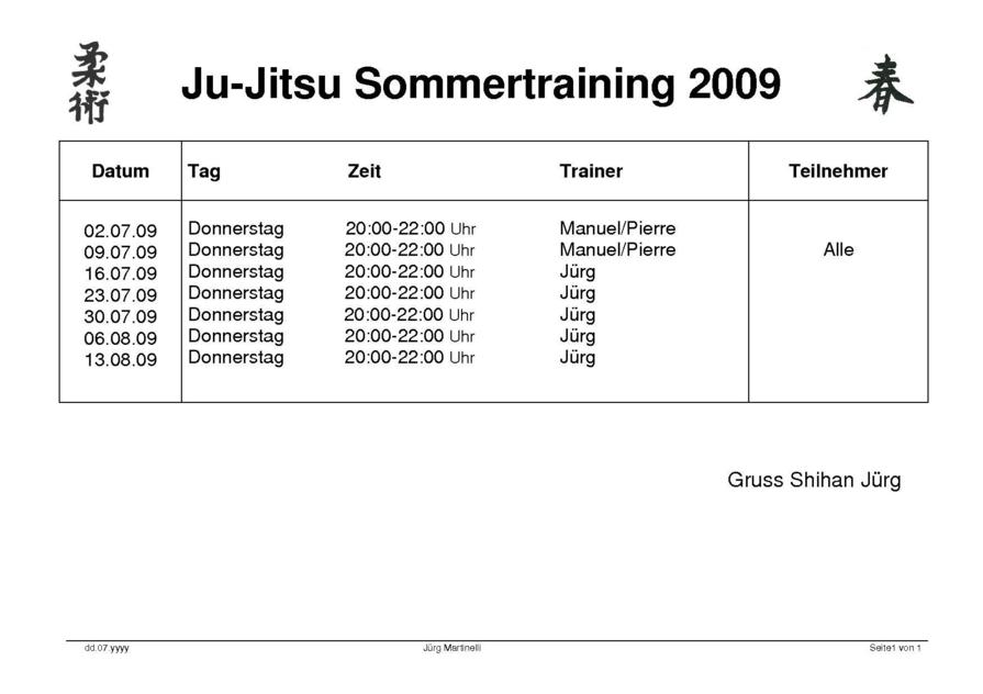 Sommertraining 2009